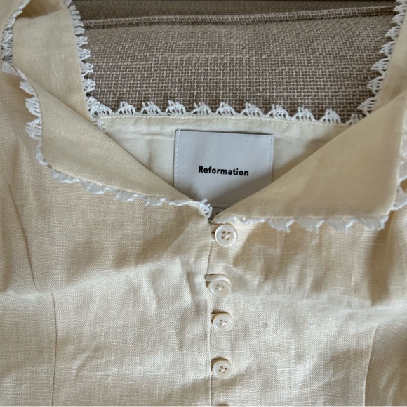 BEST Spring Reformation Viola Linen Top - Sugar Cream Spring French Causal - Picture 7 of 11